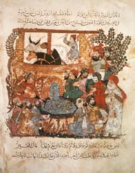 Gathering of Young People at the Gates of a Town, from Al Maqamat by Al Hariri, c.1240